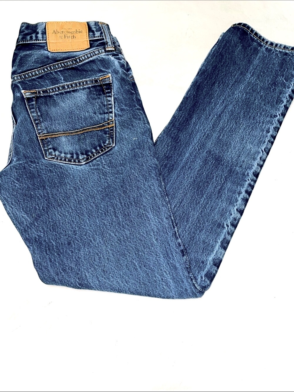 Men’s ABERCROMBIE & FITCH Straight Indigo Blue Denim Jeans Sz 29/30 Patch